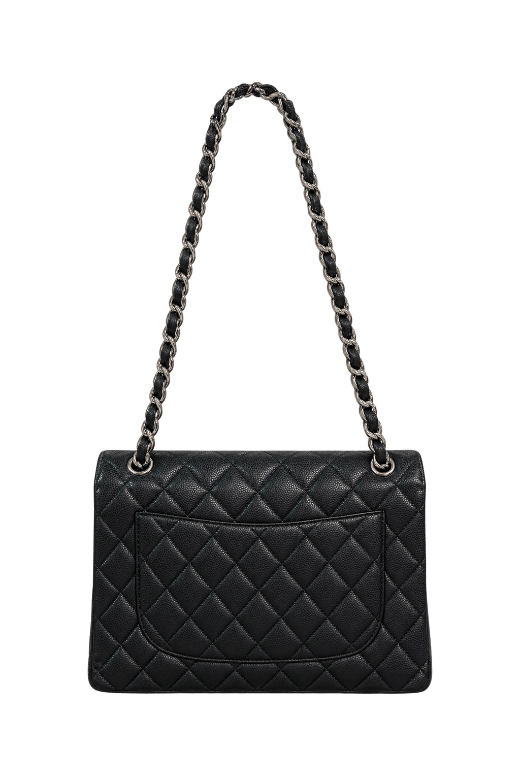 1990s Black Leather Shoulder Bag - Back View
