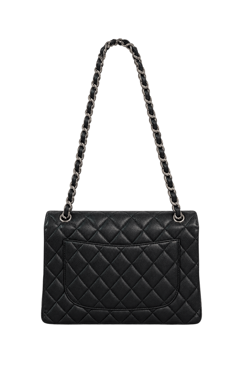 1990s Black Leather Shoulder Bag - Back View