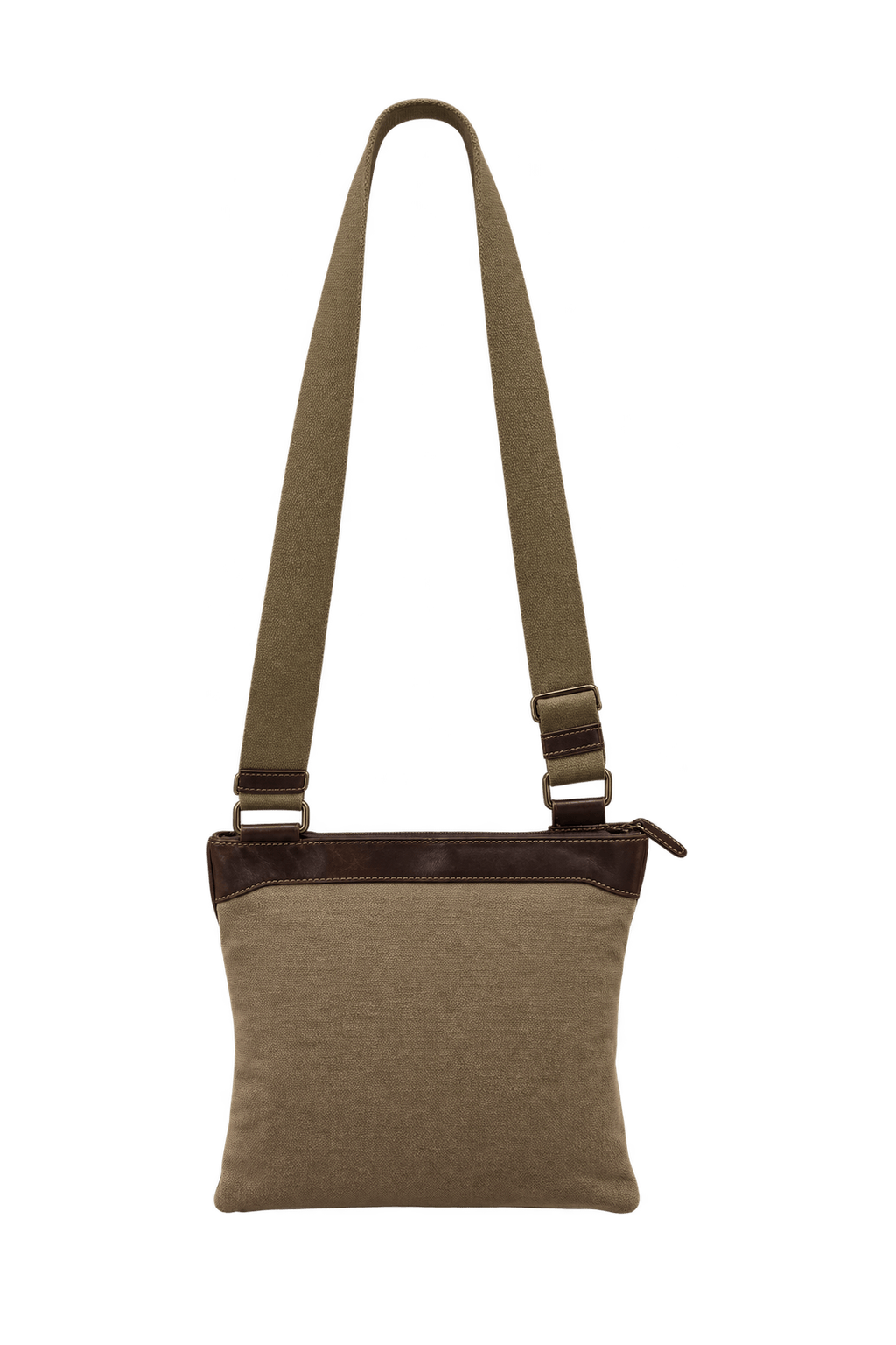 1990s Taupe Brown Canvas Shoulder Bag - Back View