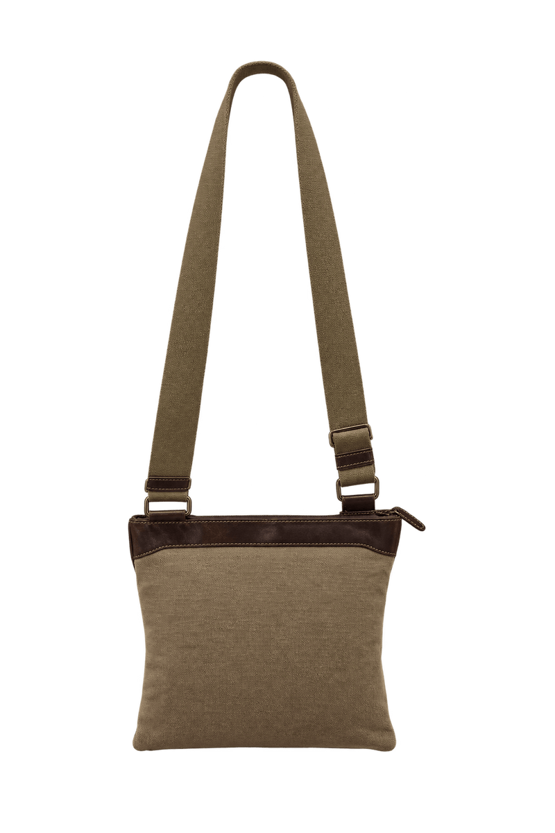 1990s Taupe Brown Canvas Shoulder Bag - Back View