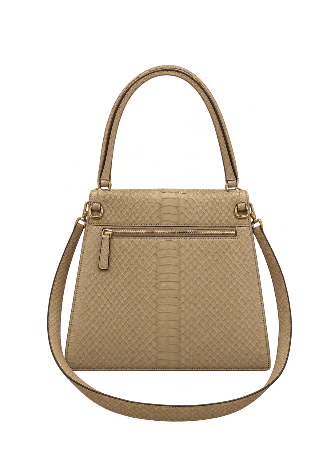1980s Pale Beige Leather-Like Handbag - Back View