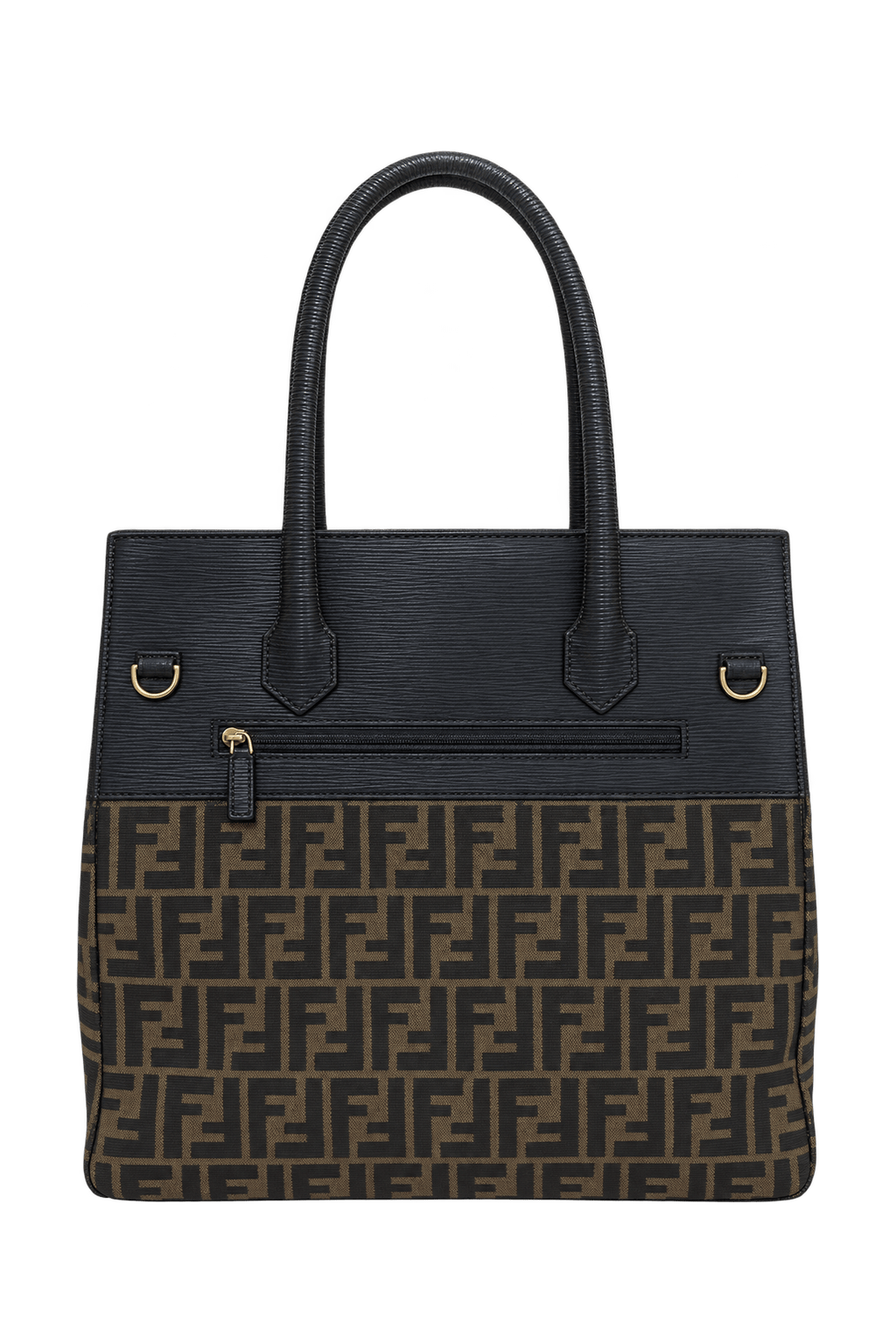 1980s Black Textile Jacquard Tote Bag - Back View