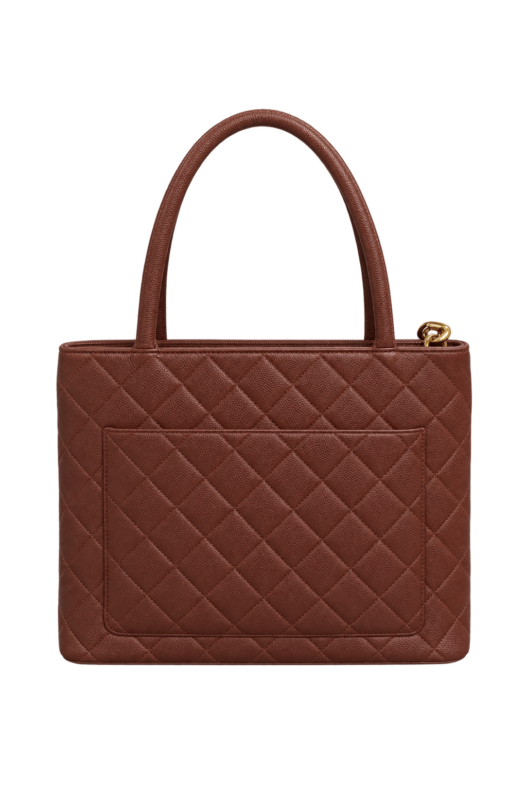 [1980s] Cognac Brown Leather Handbag - Back View