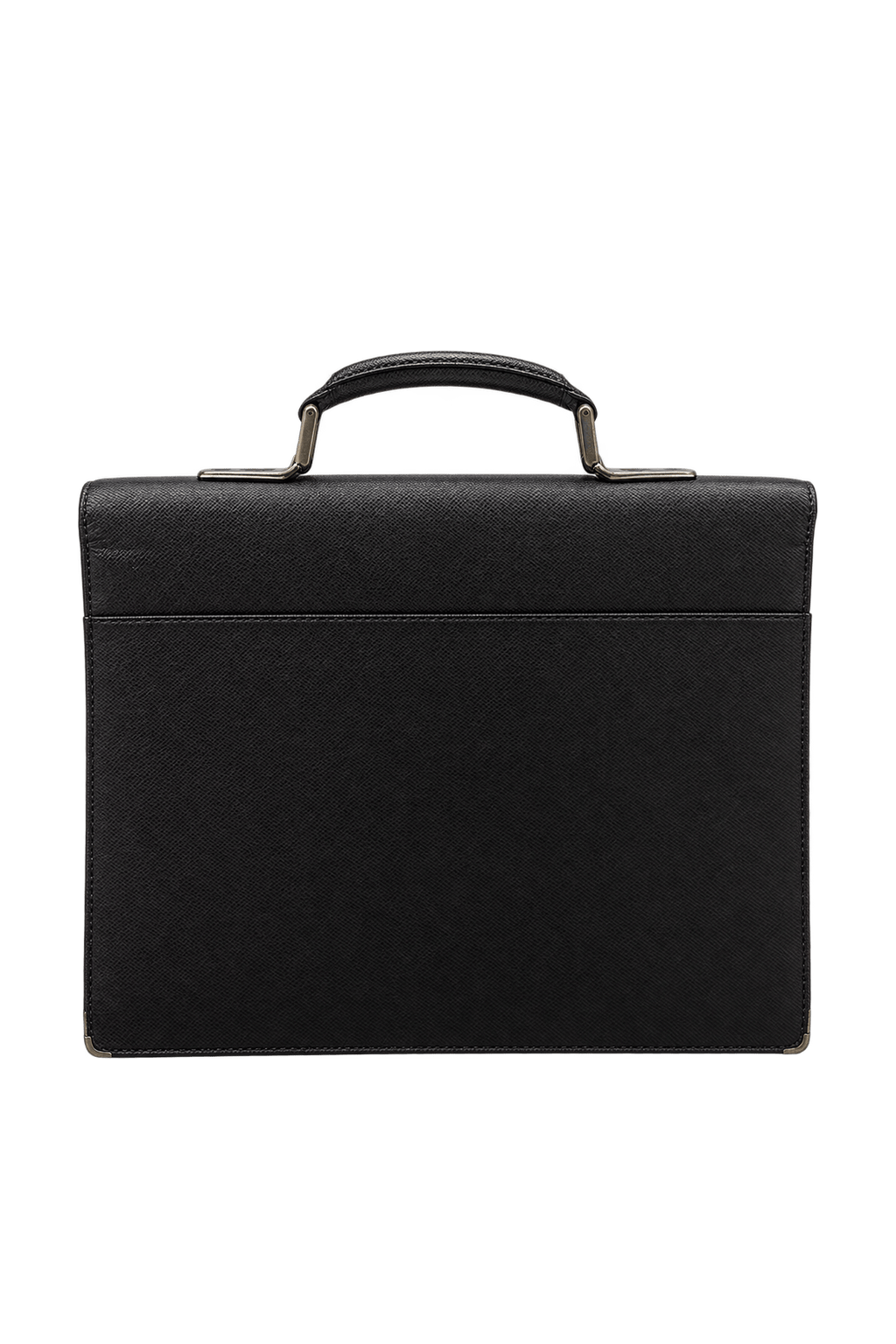 1980s Very Dark Brown Leather Briefcase - Back View