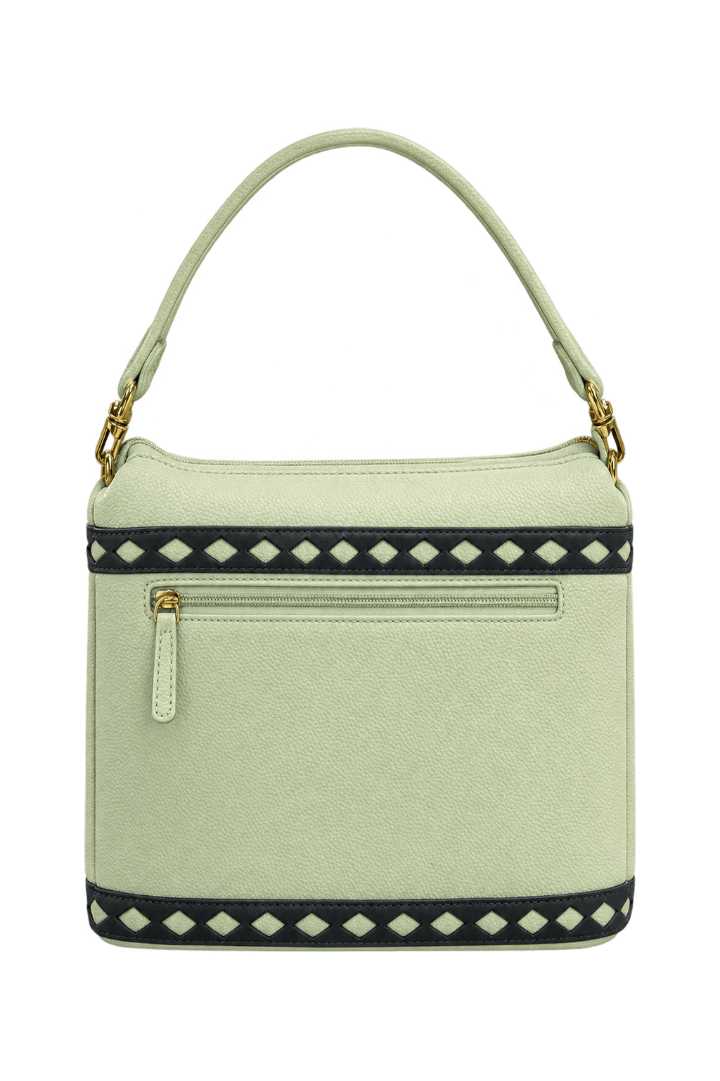 1980s Pale Mint Green Leather-like Handbag - Back View
