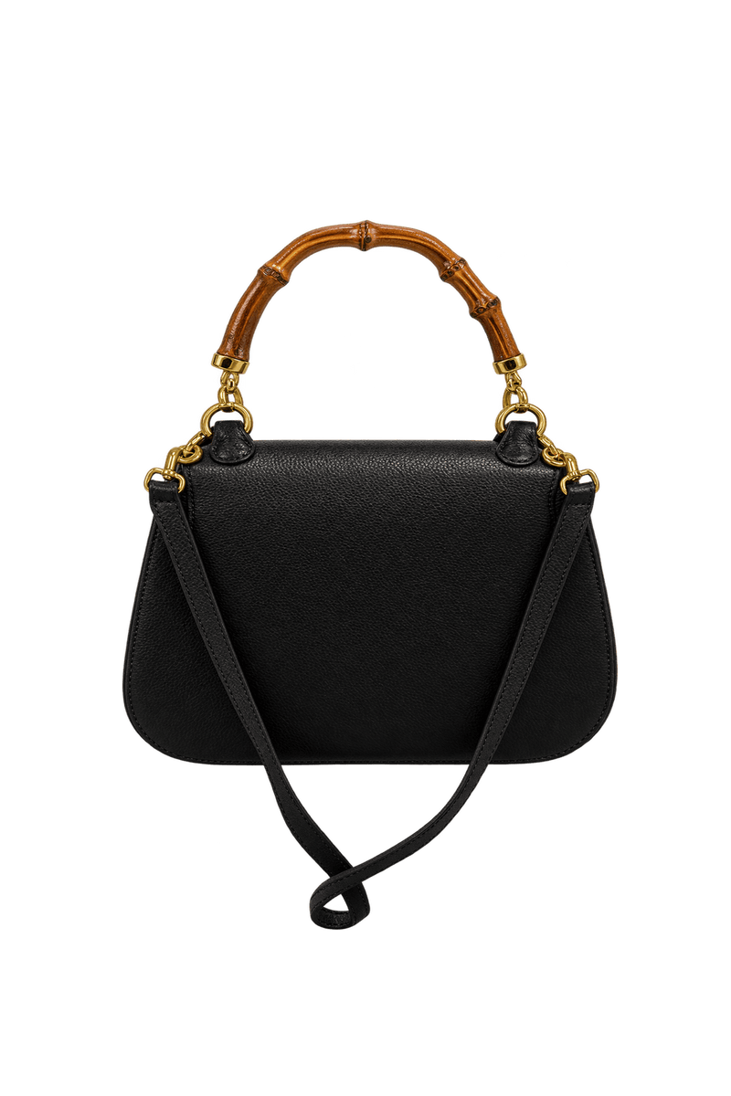 1990s Black Leather-like Handbag - Back View