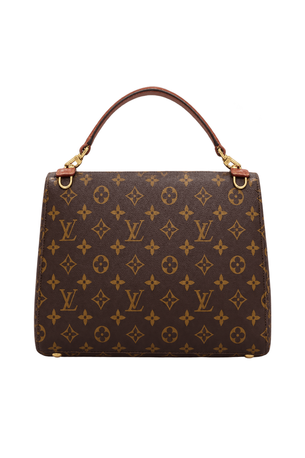 1990s Dark Chocolate Brown Coated Canvas Handbag - Back View