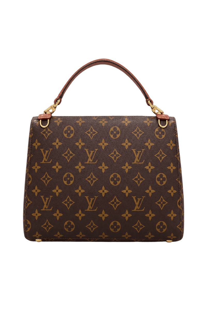 1990s Dark Chocolate Brown Coated Canvas Handbag - Back View