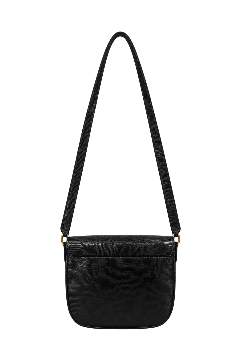 1980s Black Leather-like Shoulder Bag - Back View