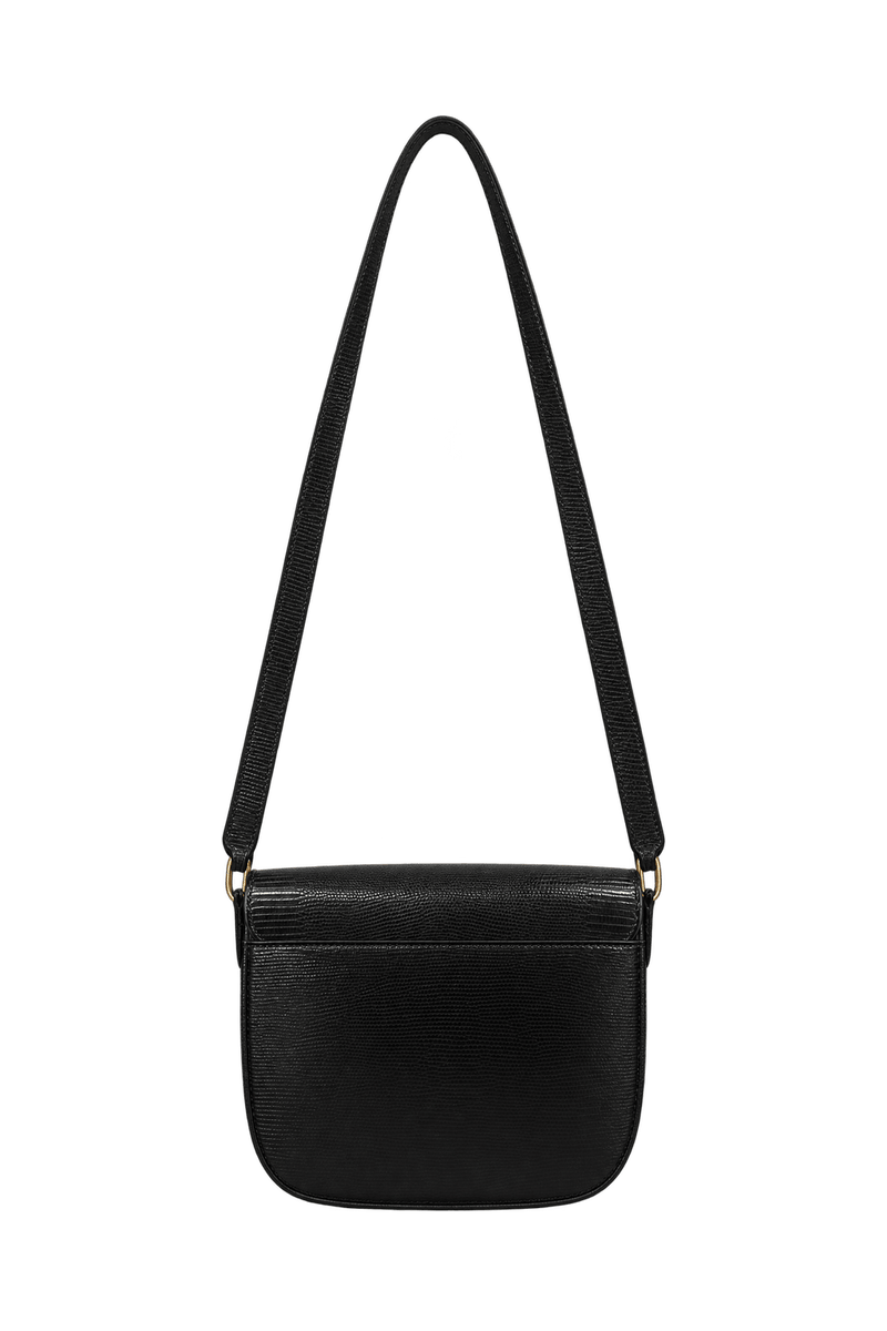 1980s Black Leather-like Shoulder Bag - Back View