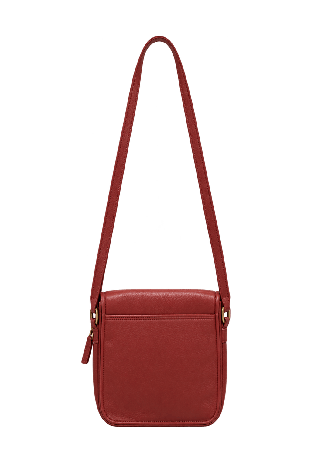 1970s Burgundy Leather-like Shoulder Bag - Back View