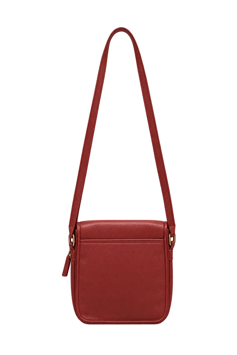 1970s Burgundy Leather-like Shoulder Bag - Back View