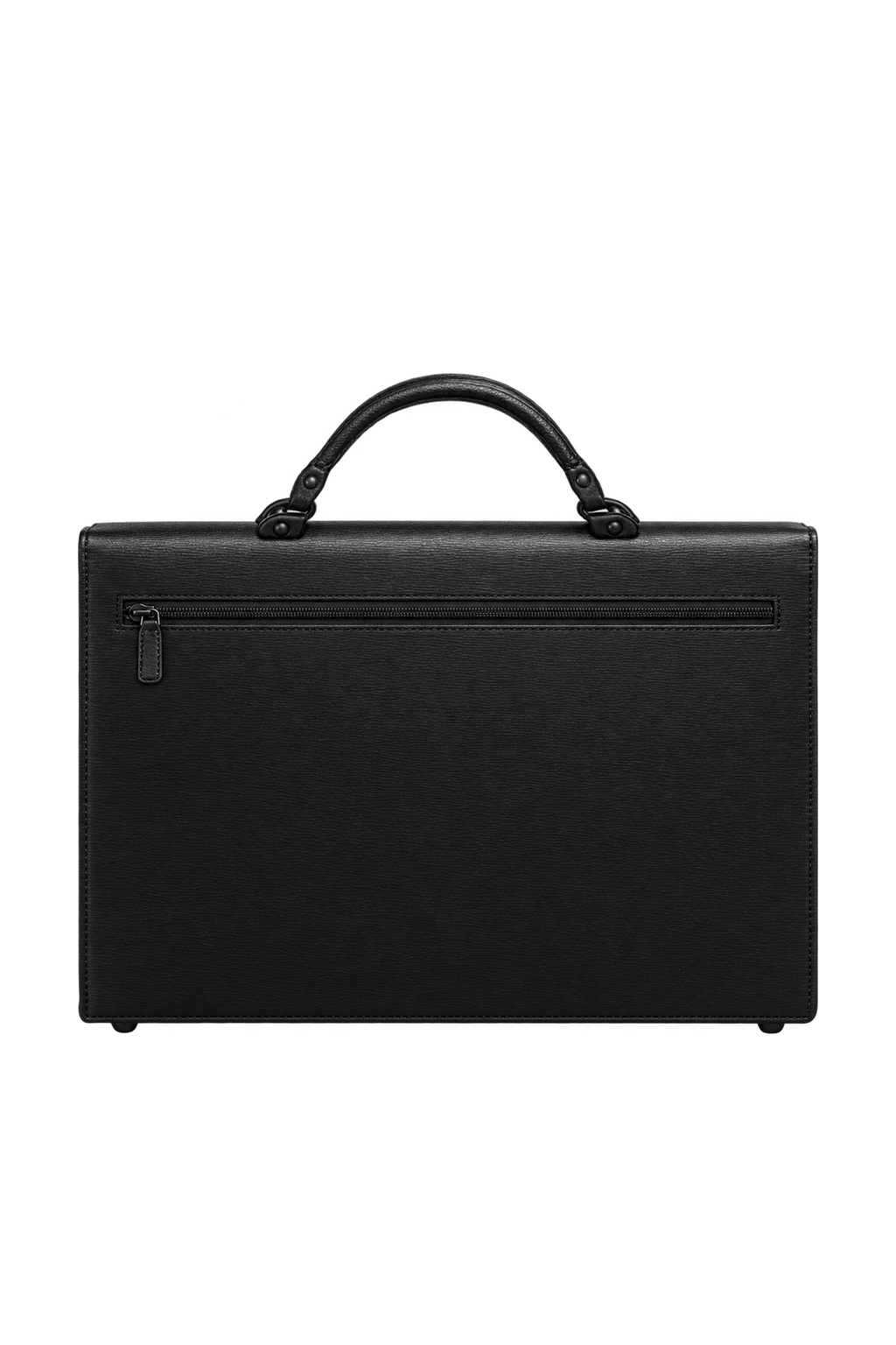 1980s Black Leather Briefcase - Back View