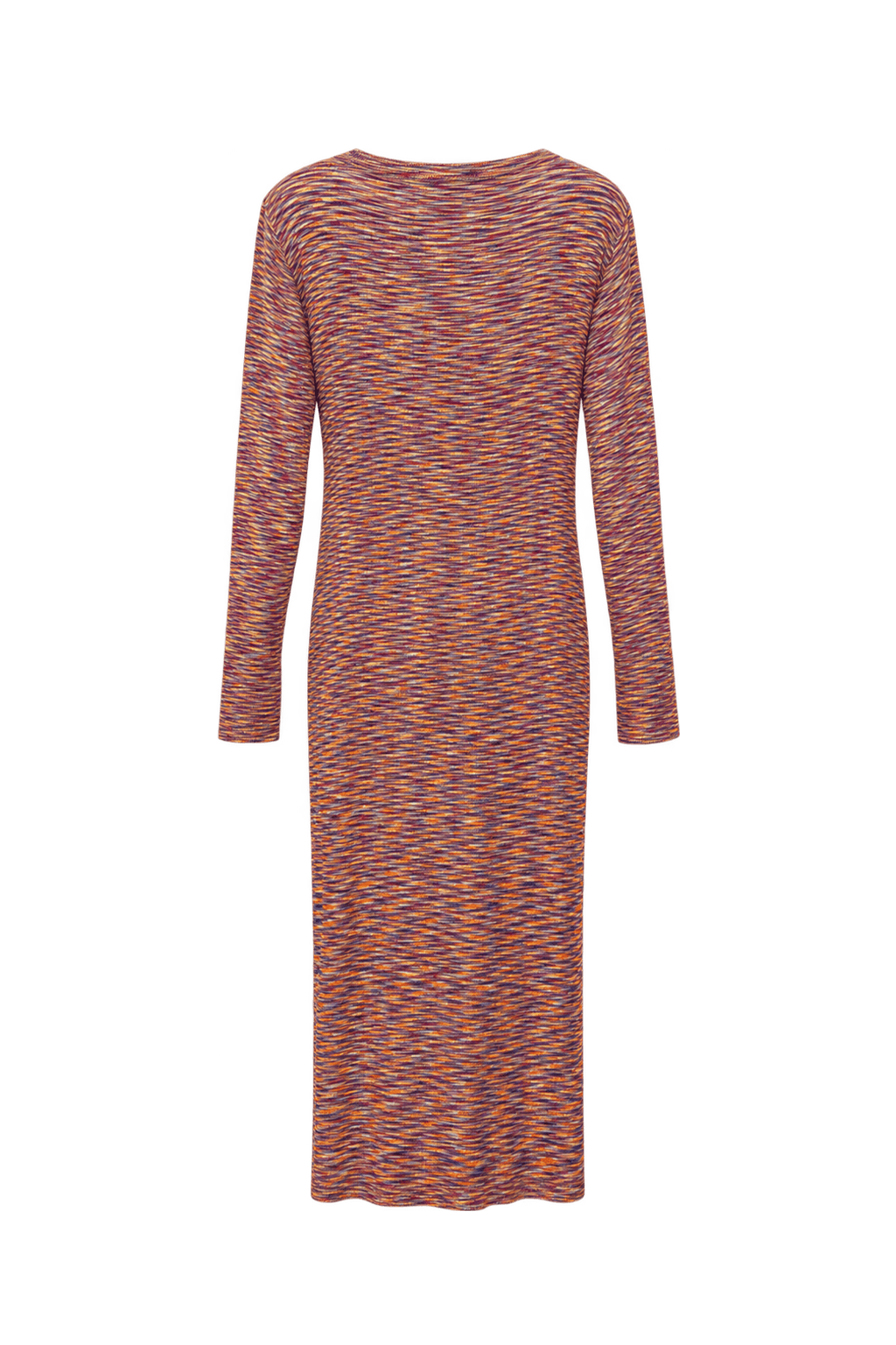 1990s Rust Orange Knit Midi Dress - Back View
