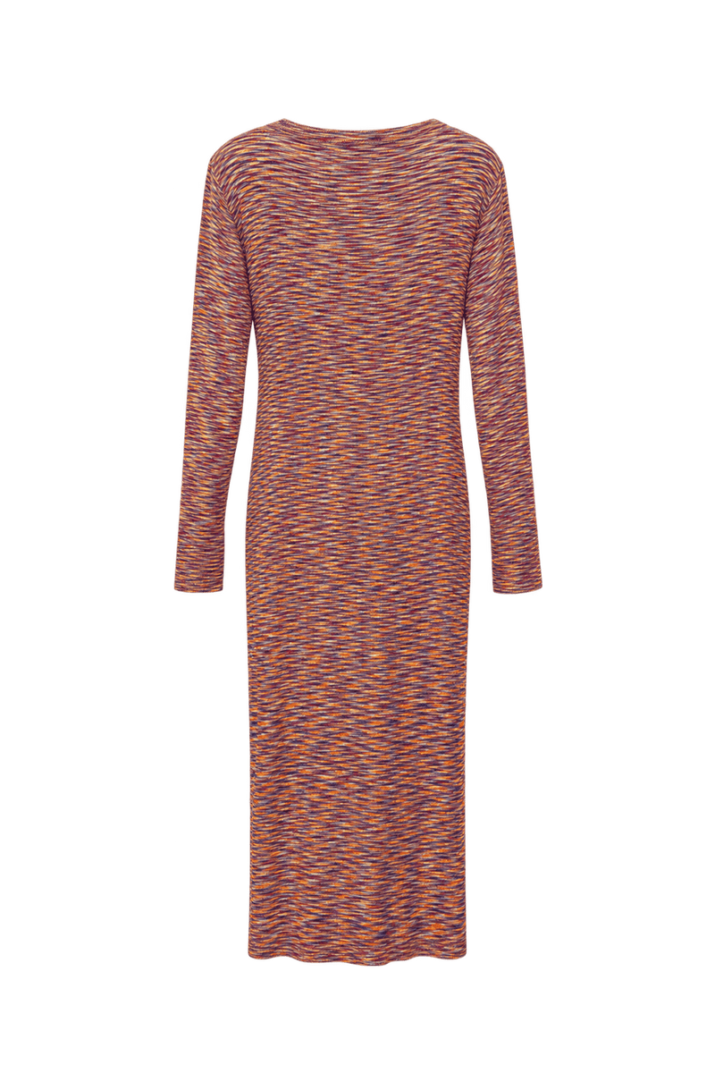 1990s Rust Orange Knit Midi Dress - Back View