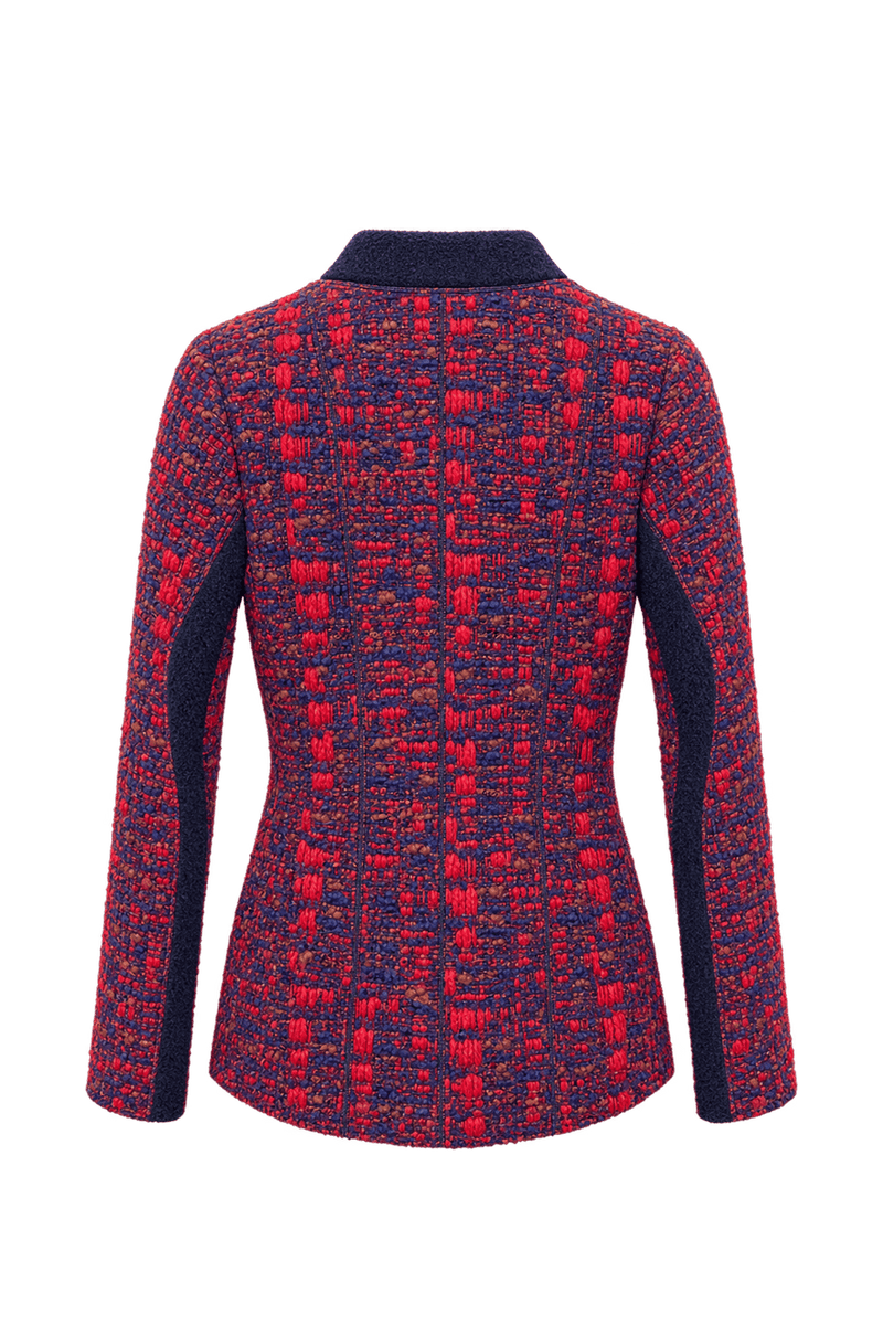 1990s Deep Navy Purple Bouclé Jacket - Back View