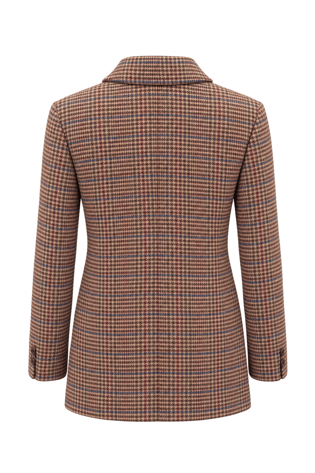 1980s Tan and Dark Brown Wool Blazer - Back View