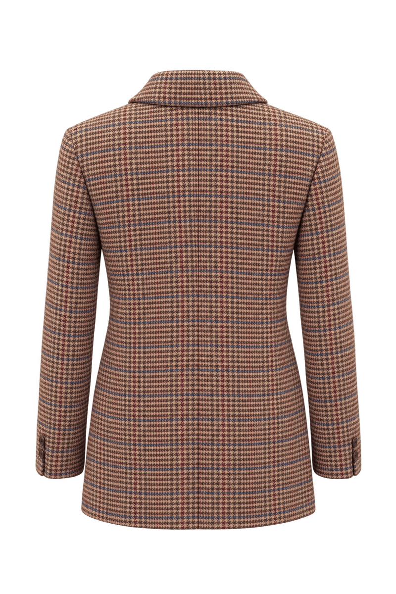 1980s Tan and Dark Brown Wool Blazer - Back View