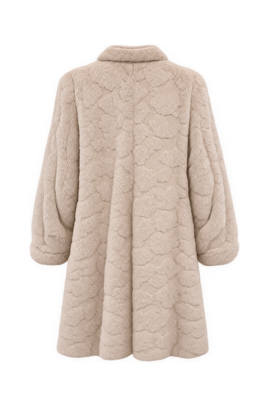 1970s Pale Blush Faux Fur Coat - Back View