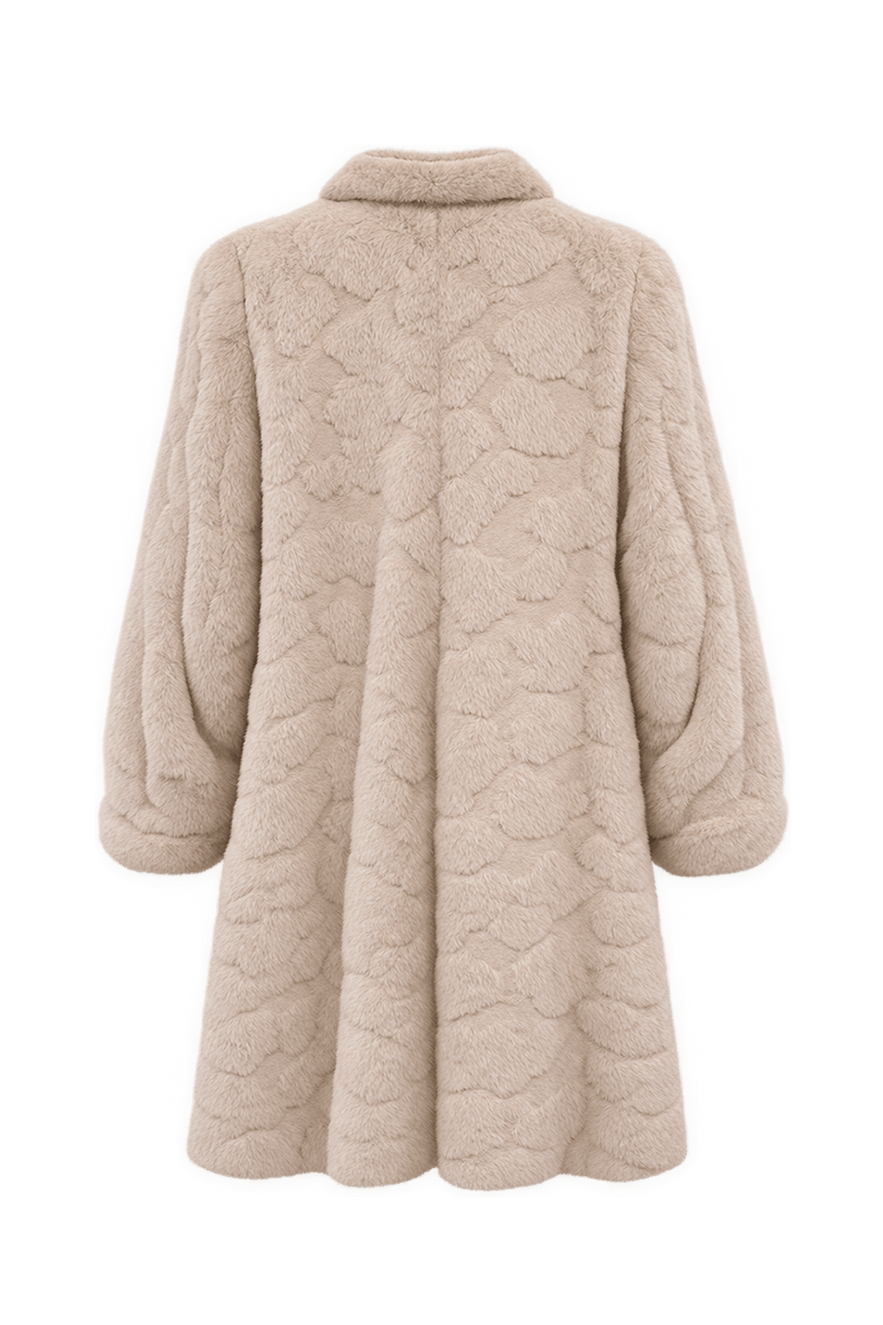 1970s Pale Blush Faux Fur Coat - Back View