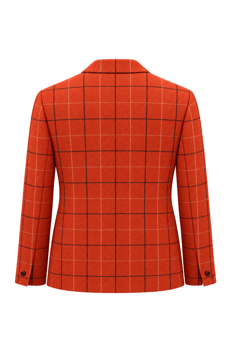 1980s Bright Burnt Orange Wool Blazer - Back View