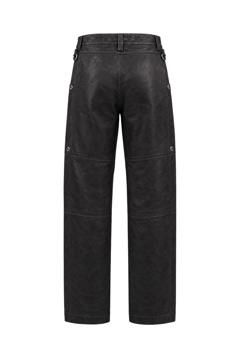 1990s Black Leather Pants - Back View