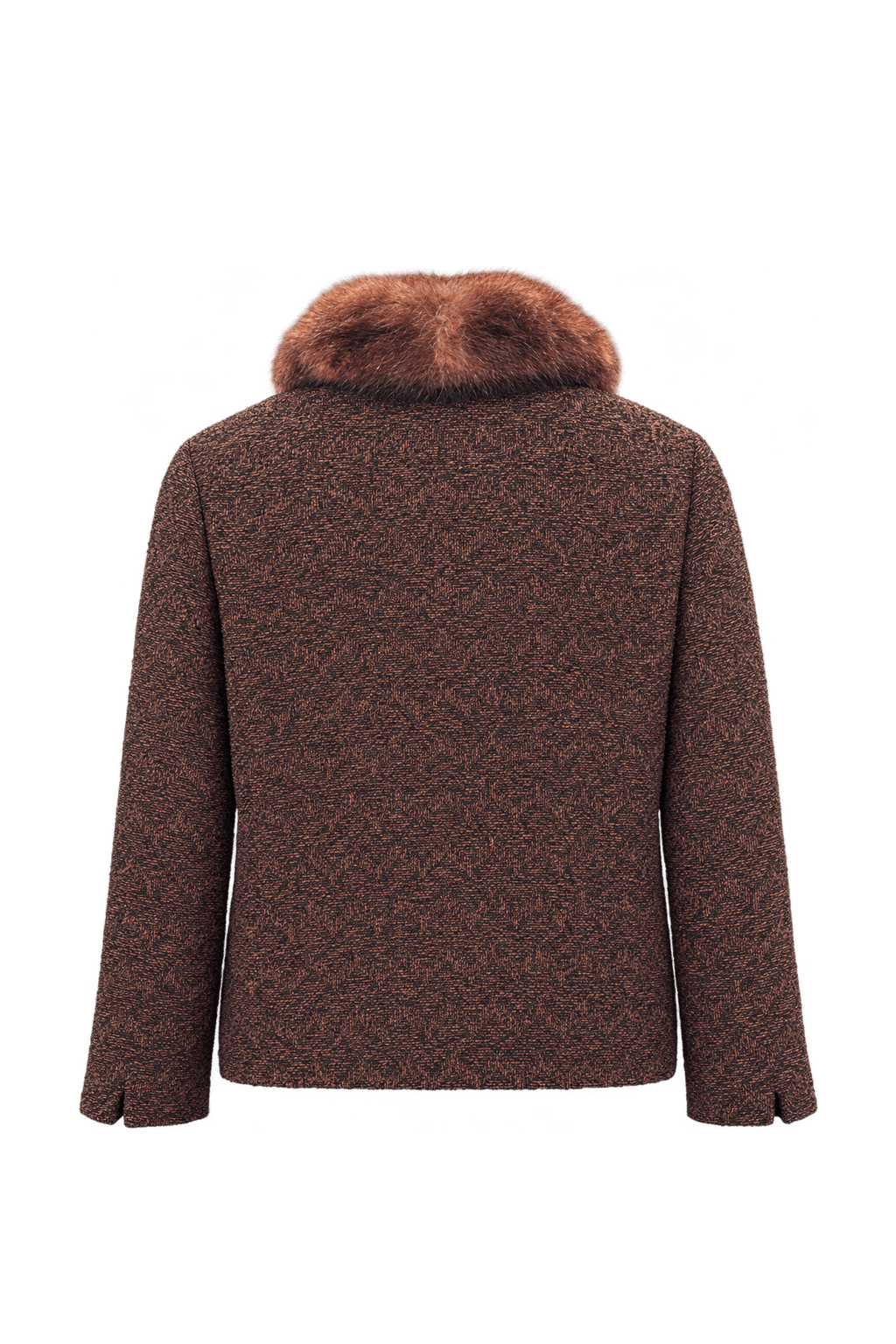 1930s Dark Reddish Brown Textured Jacket - Back View