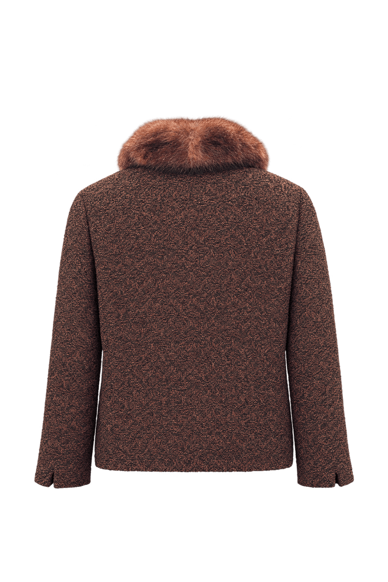 1930s Dark Reddish Brown Textured Jacket - Back View