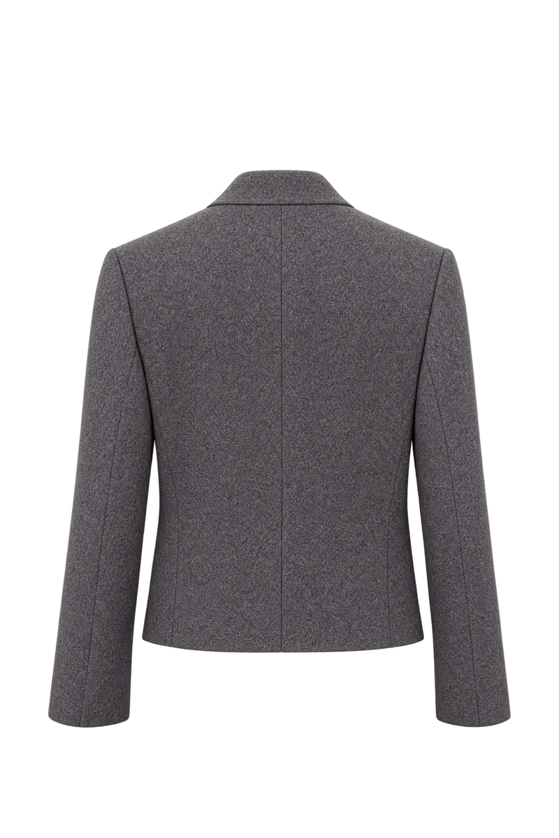 1980s Heathered Taupe Gray Wool Jacket - Back View