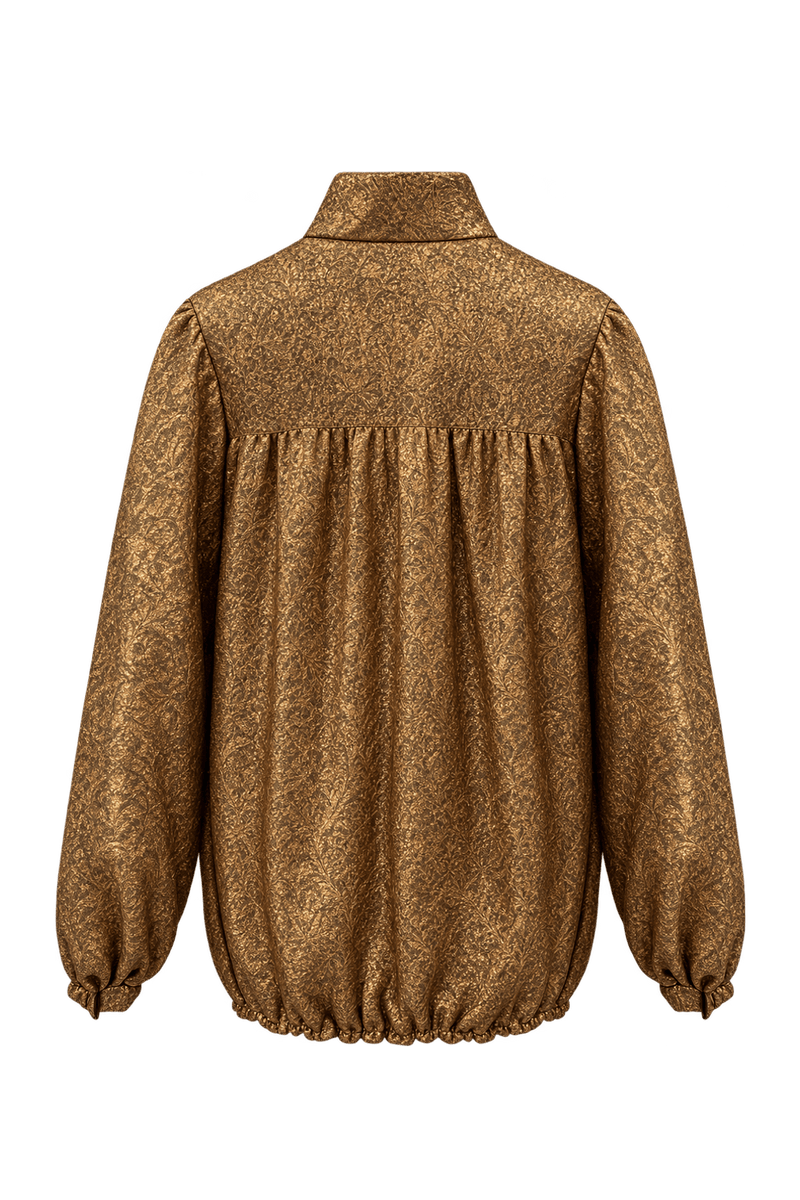 1990s Antique Gold Metallic Brocade Jacket - Back View