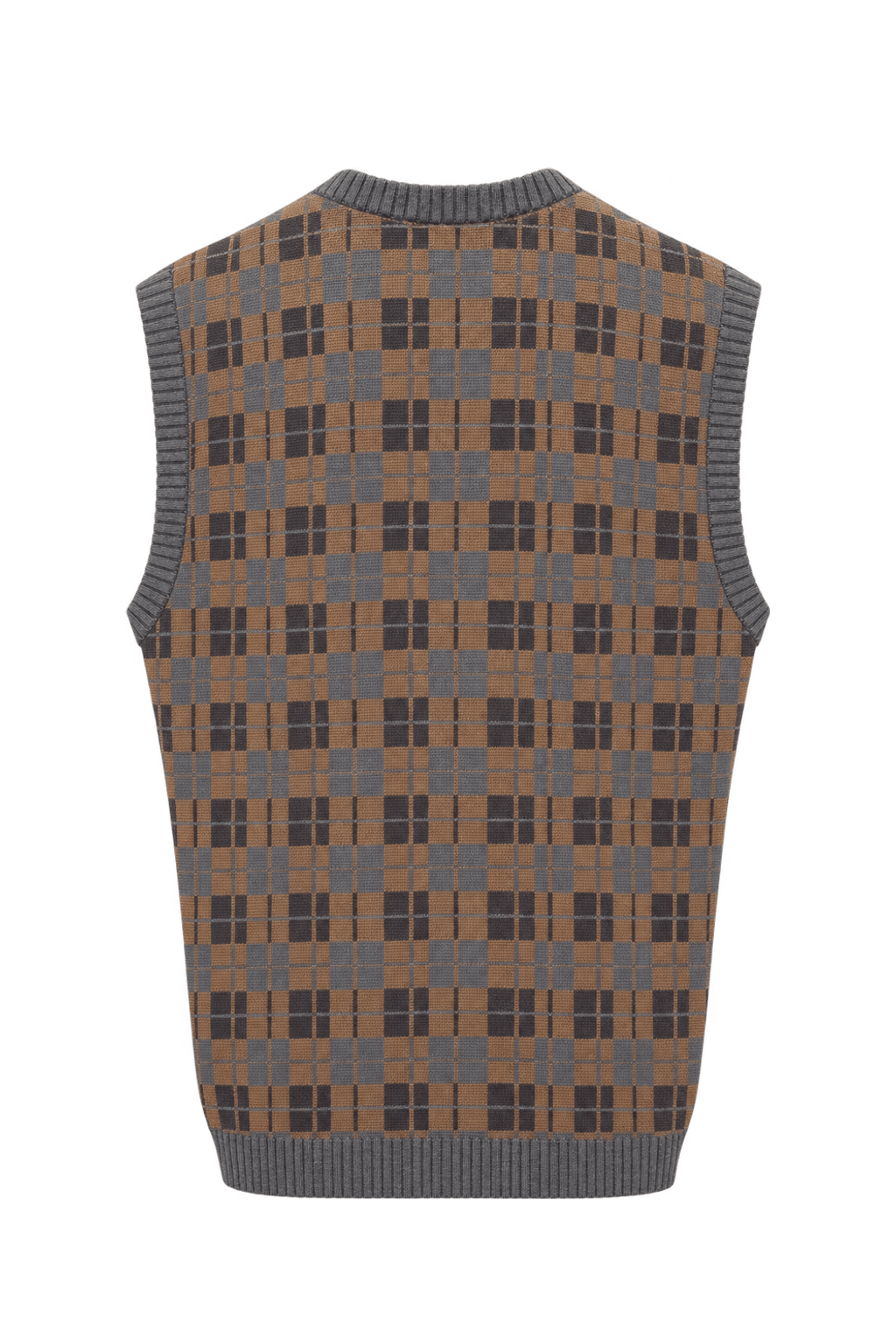 1980s Warm Brown Wool Blend Vest - Back View