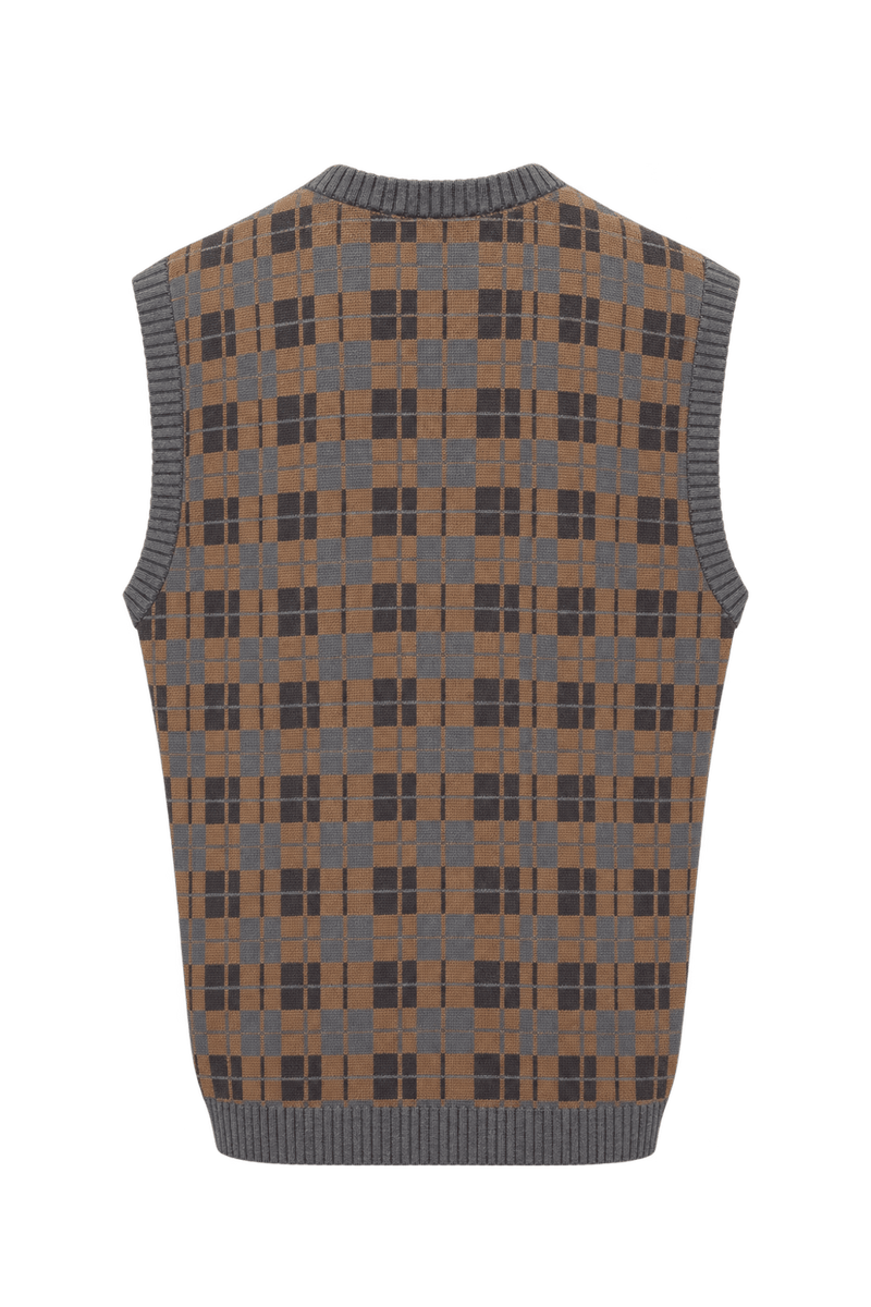 1980s Warm Brown Wool Blend Vest - Back View