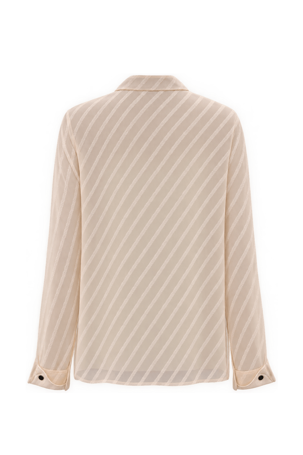 1980s Pale Peach Pink Synthetic Chiffon Blouse - Back View