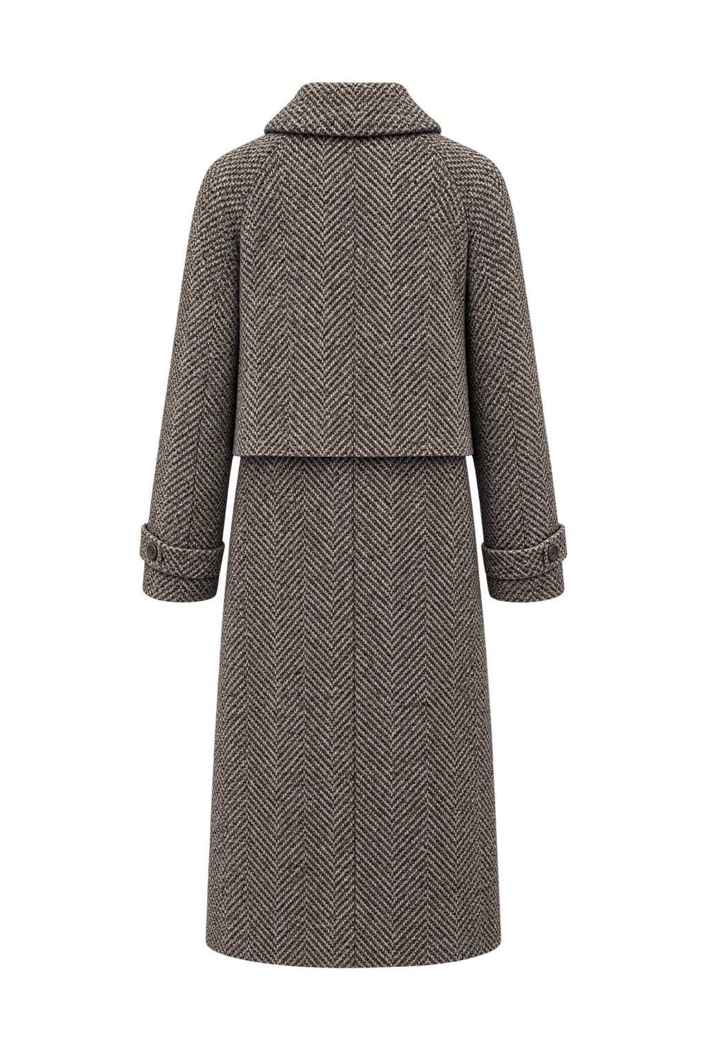 1960s Mottled Taupe Brown Wool Blend Coat - Back View