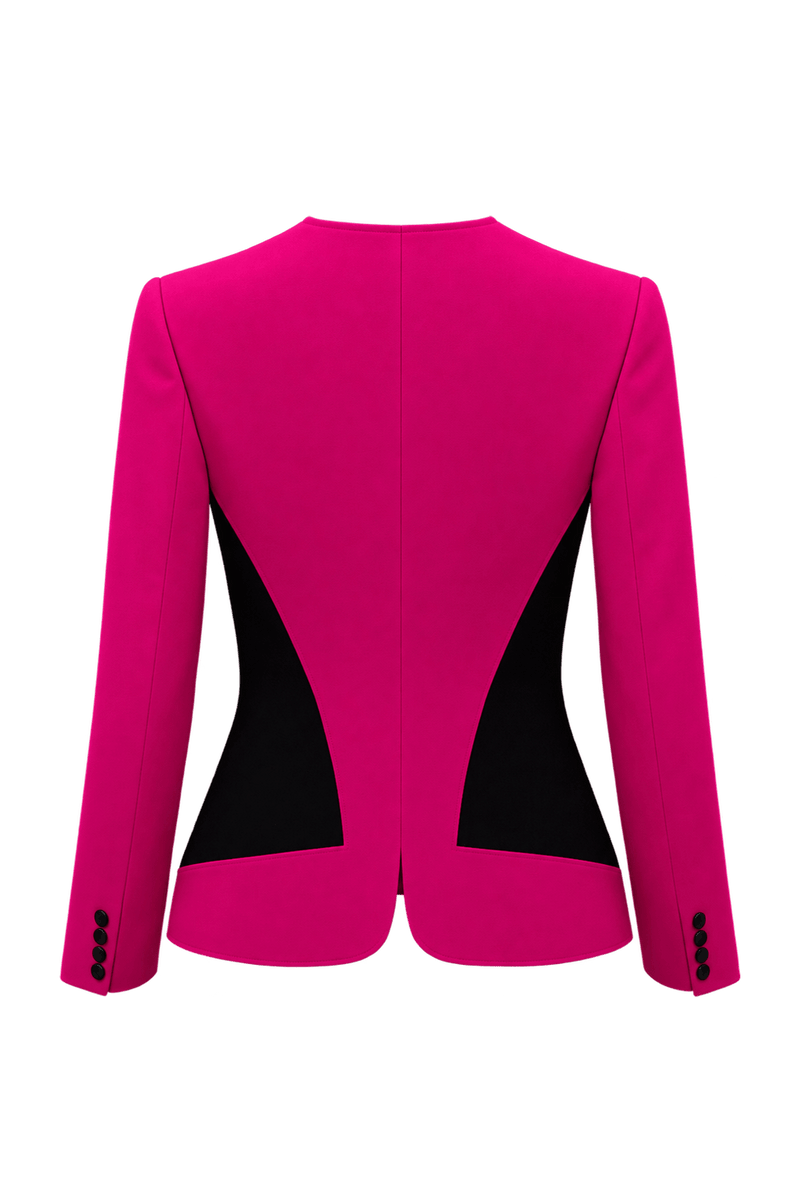 1980s Hot Fuchsia Pink Structured Jacket - Back View