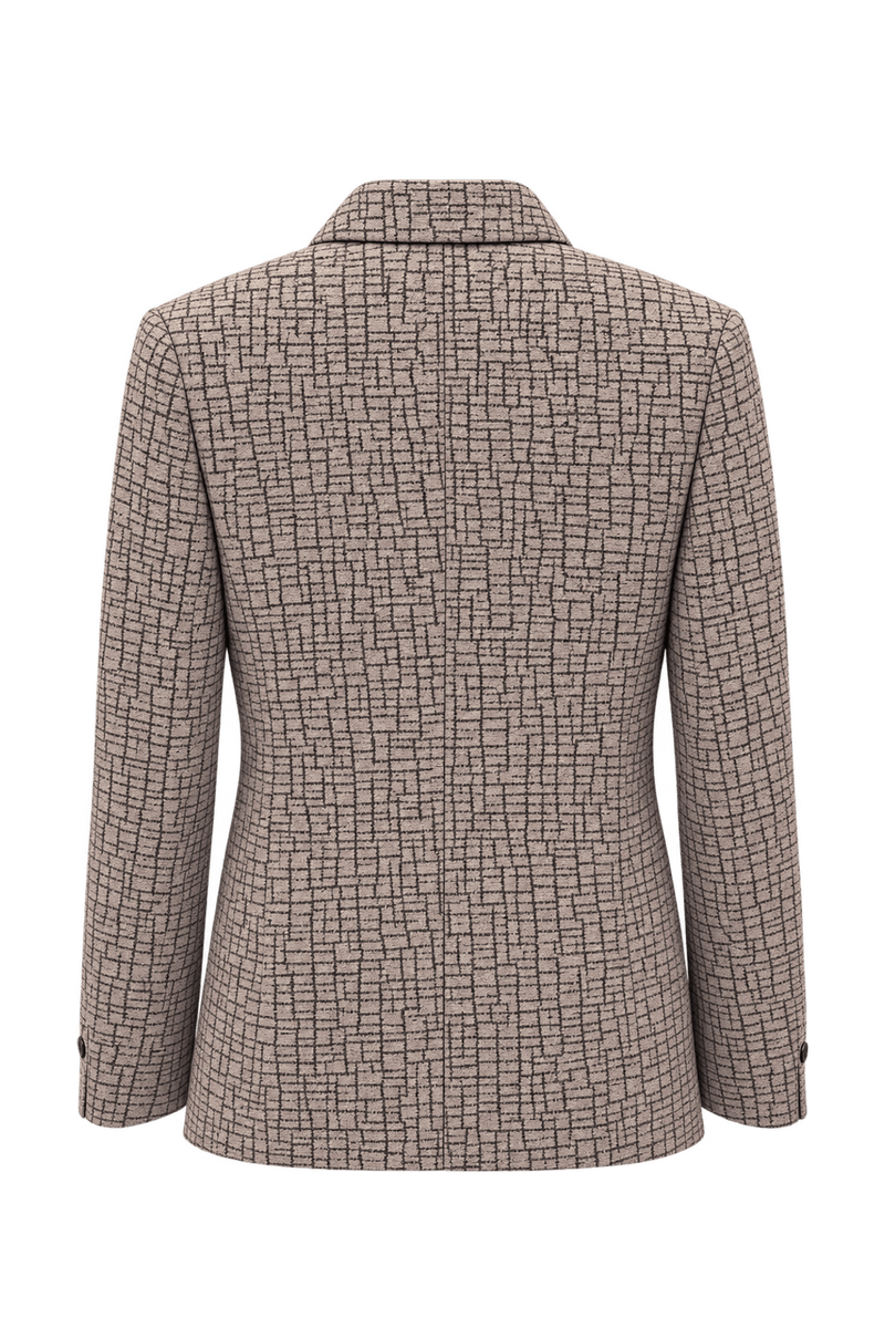 1980s Warm Taupe Woven Blazer - Back View