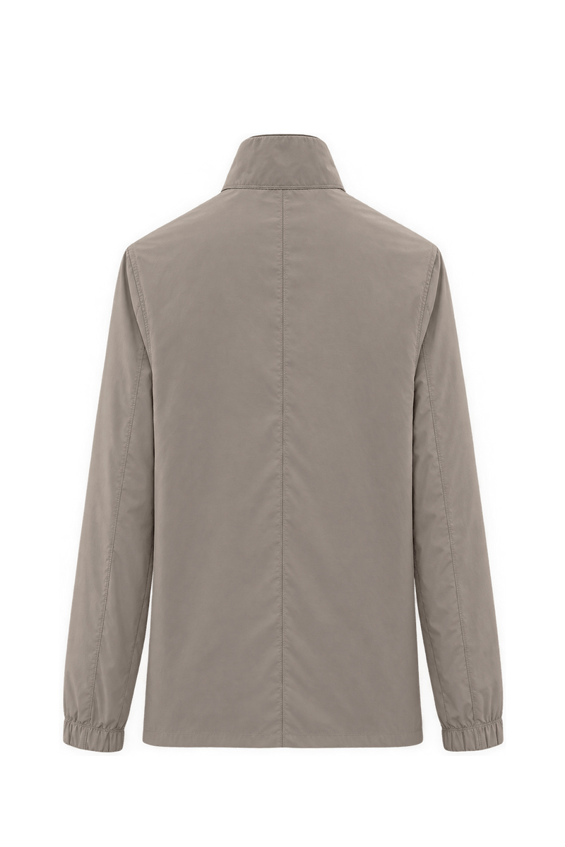 1980s Light Taupe Beige Synthetic Jacket - Back View