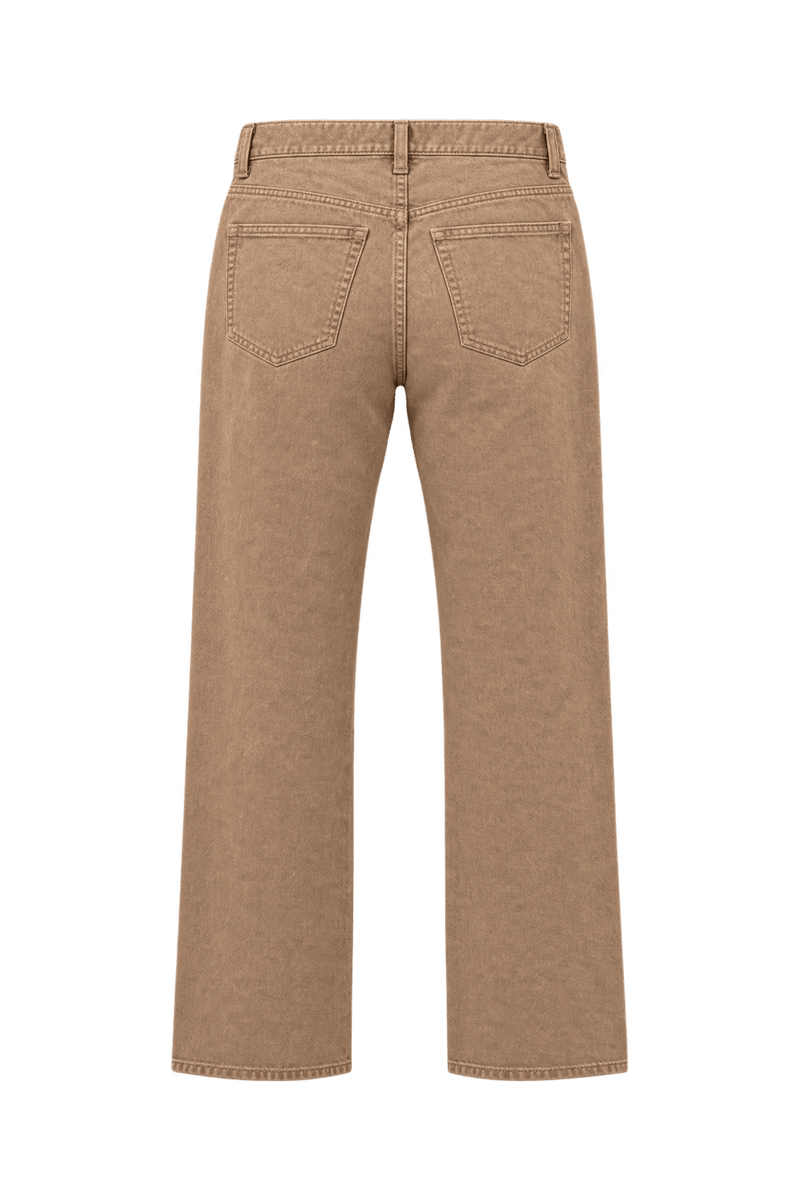 1990s Camel Tan Cotton Denim Jeans - Back View