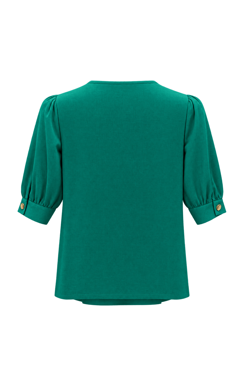 1980s Emerald Green Lightweight Blouse - Back View
