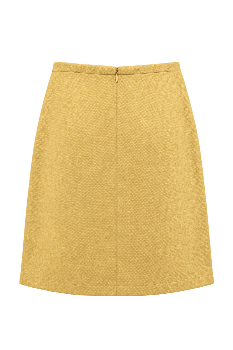 1970s Mustard Yellow Woven Skirt - Back View