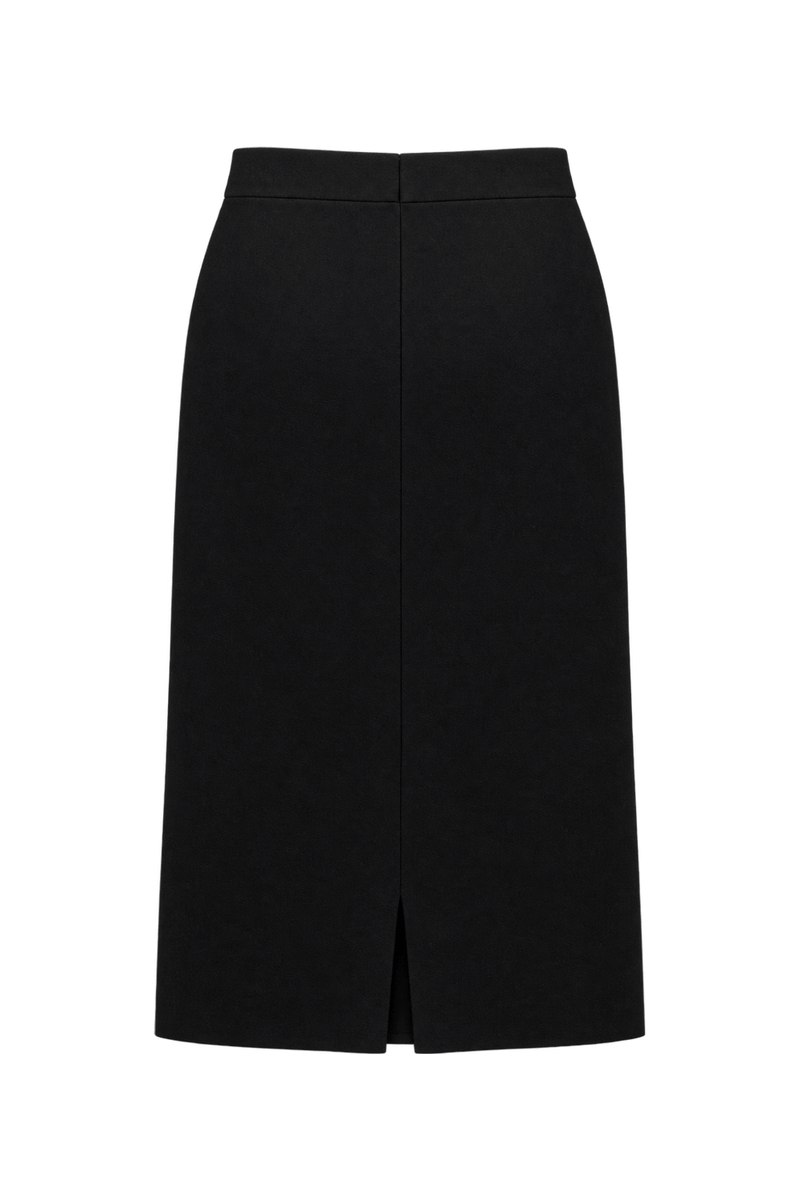 1990s Black Wool Blend Skirt - Back View