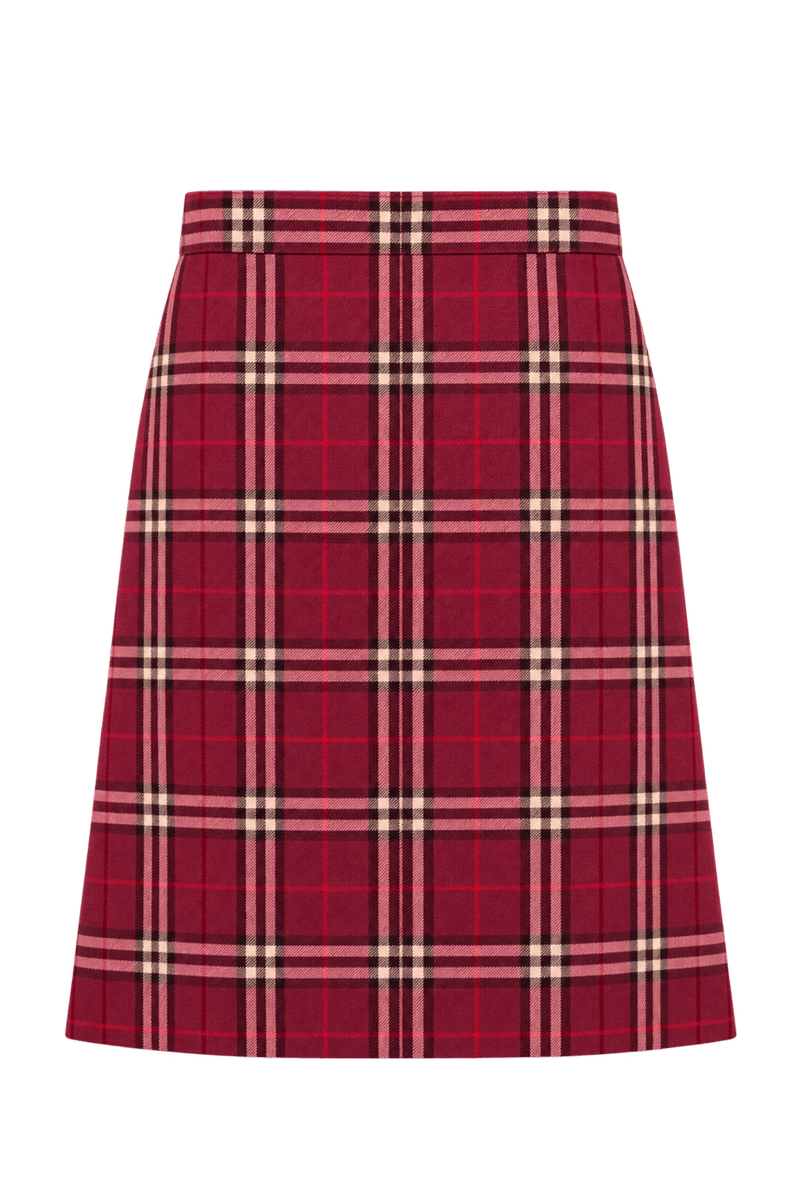 1970s Burgundy Red Woven Skirt - Back View