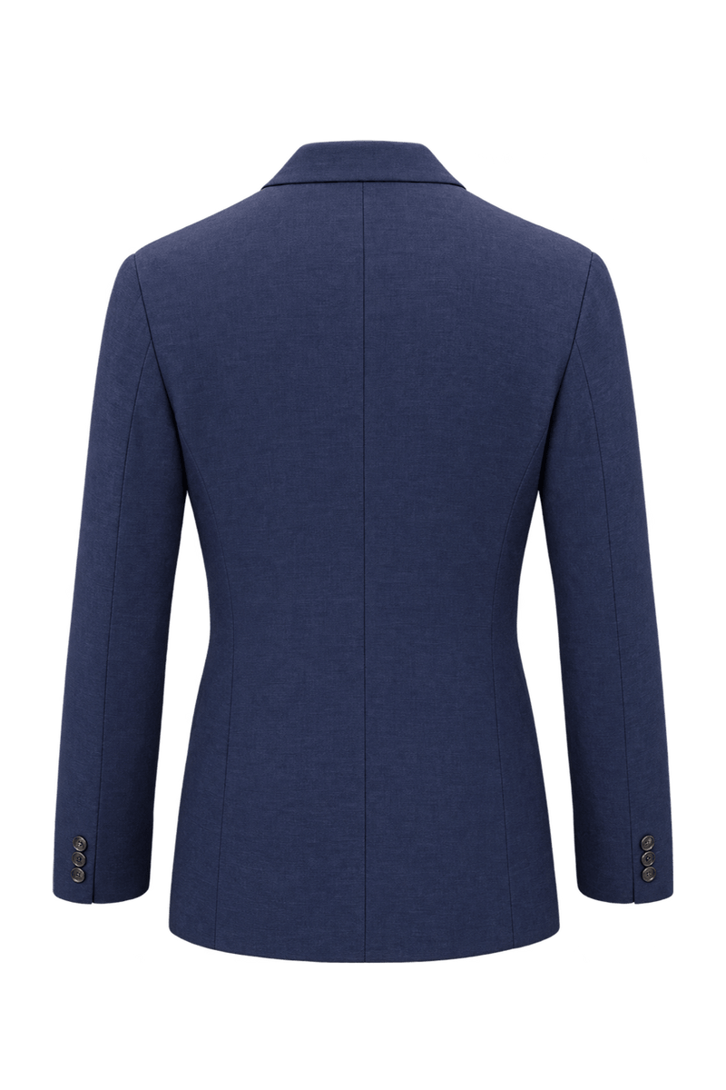 1980s Dark Navy Blue Woven Blazer - Back View