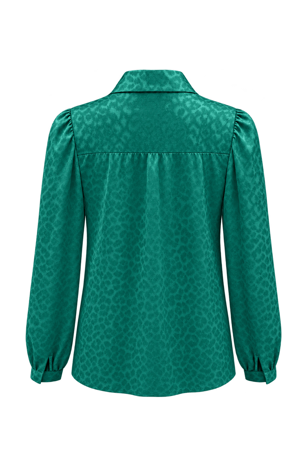 1980s Emerald Teal Satin Blouse - Back View