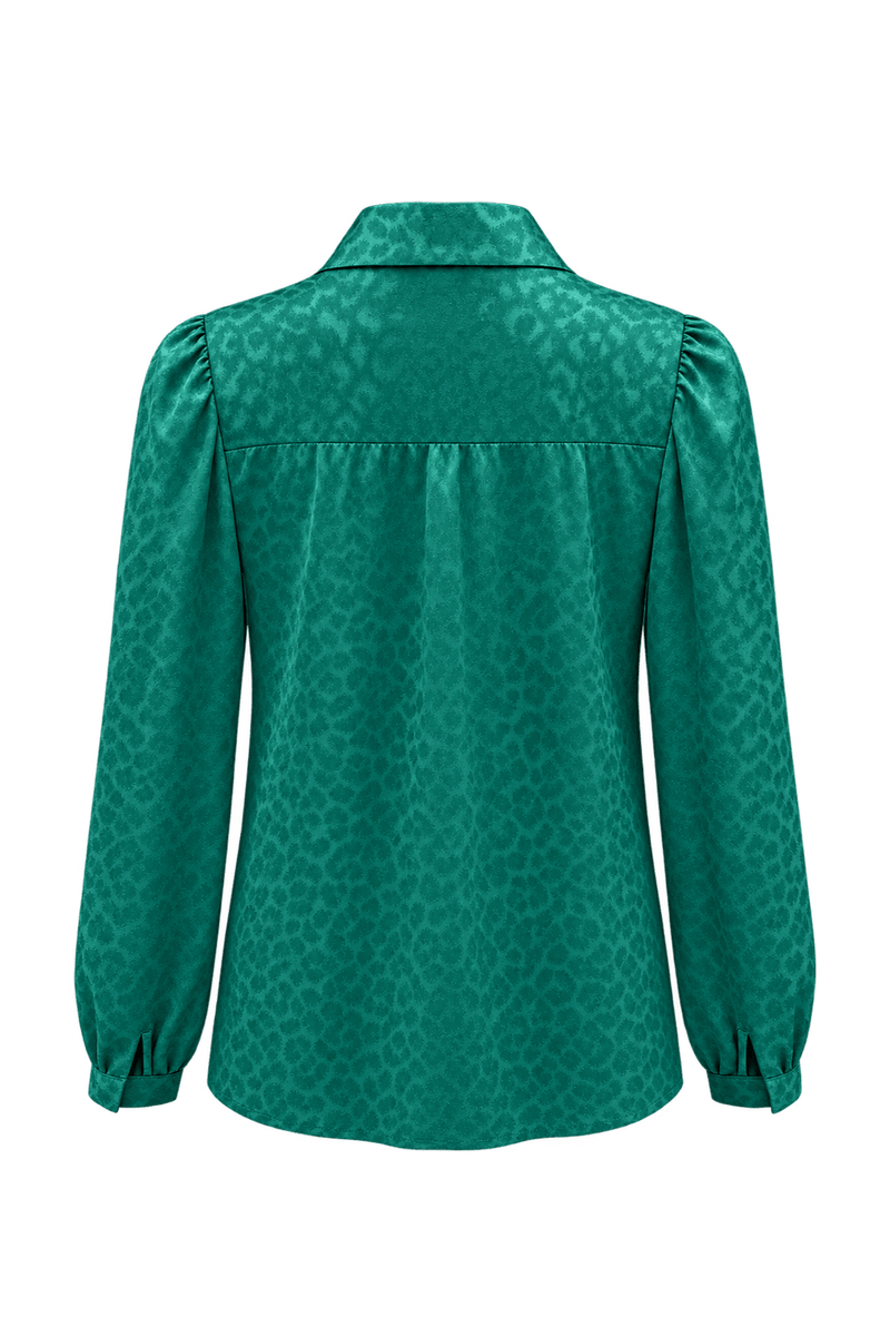 1980s Emerald Teal Satin Blouse - Back View