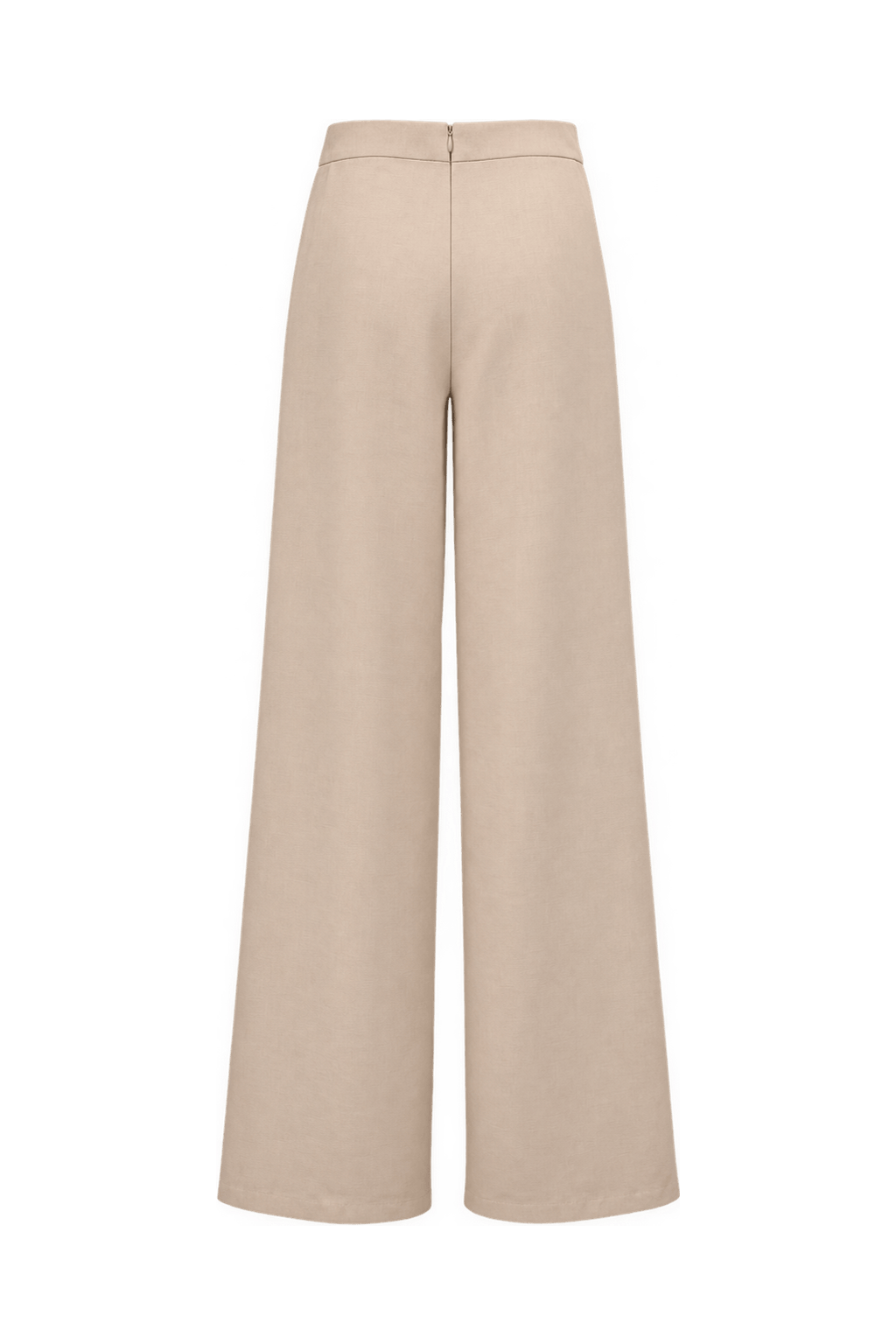1990s Warm Ivory Woven Wide-Leg Pants - Back View