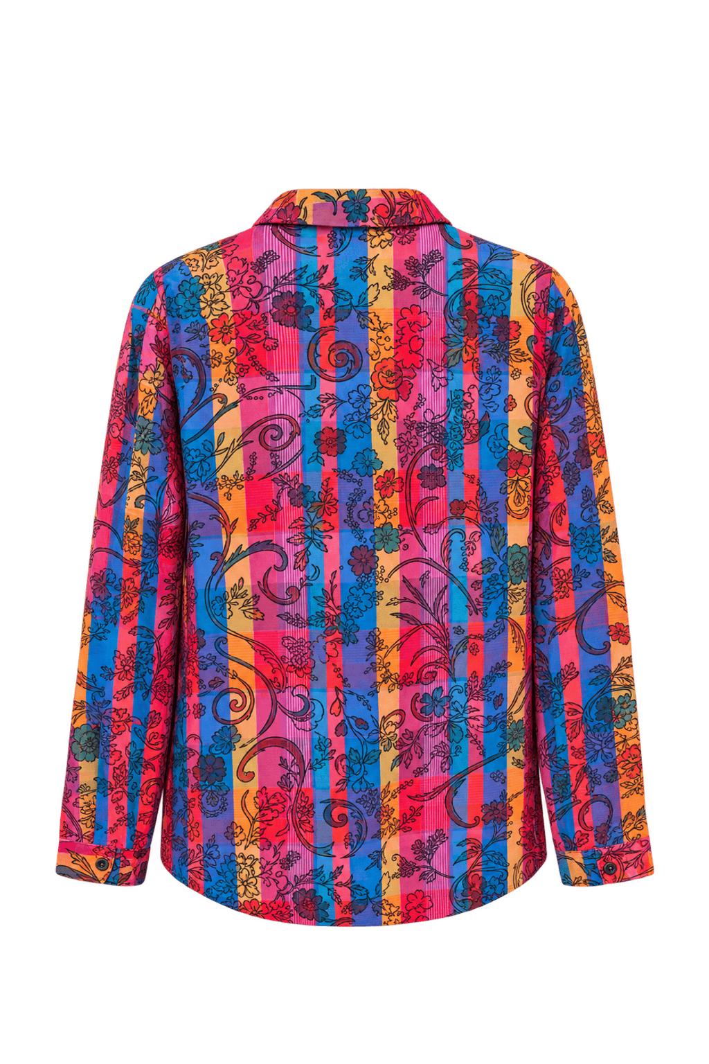1970s Magenta Pink Woven Blouse - Back View