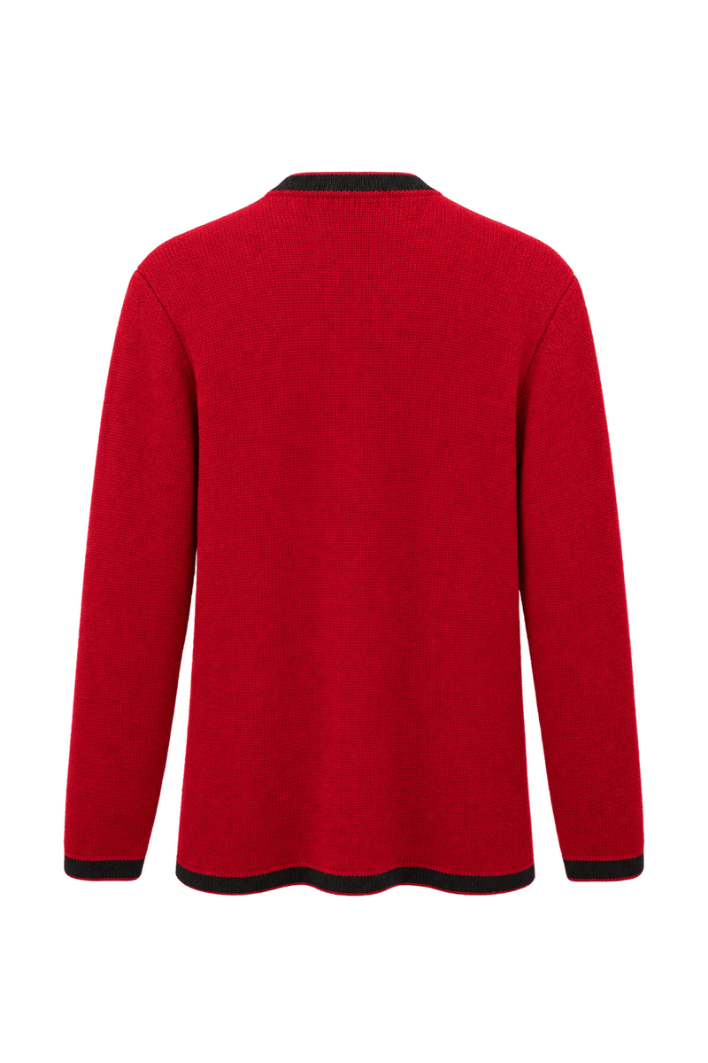 1970s Crimson Red Knit Cardigan - Back View