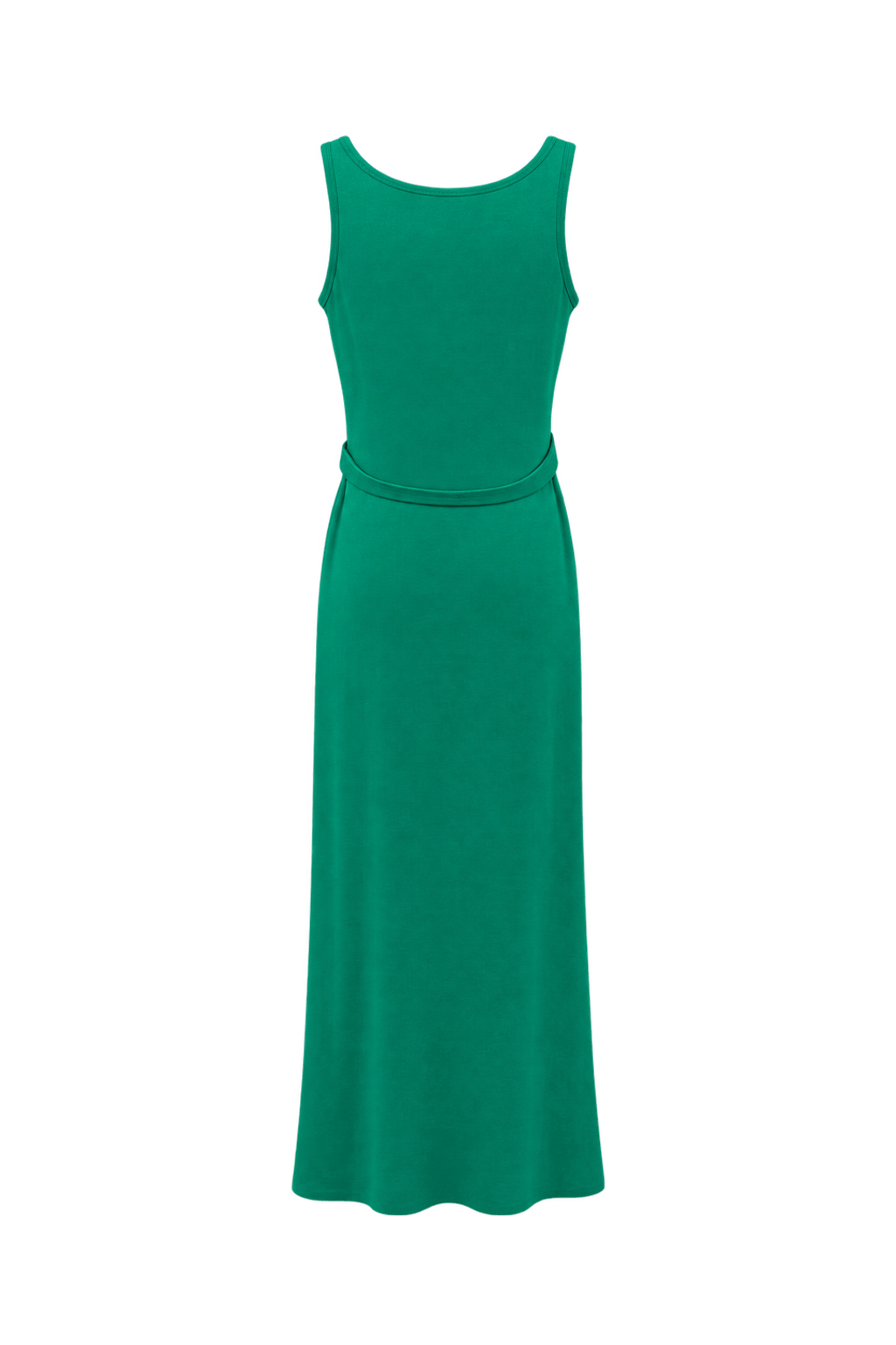 1970s Emerald Green Synthetic Jersey Maxi Dress - Back View