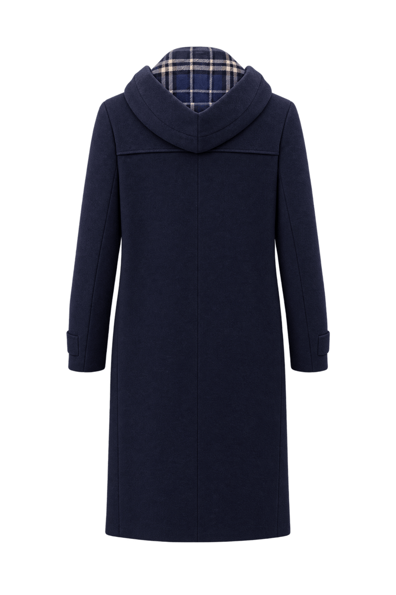 1980s Dark Navy Blue Wool Blend Coat - Back View